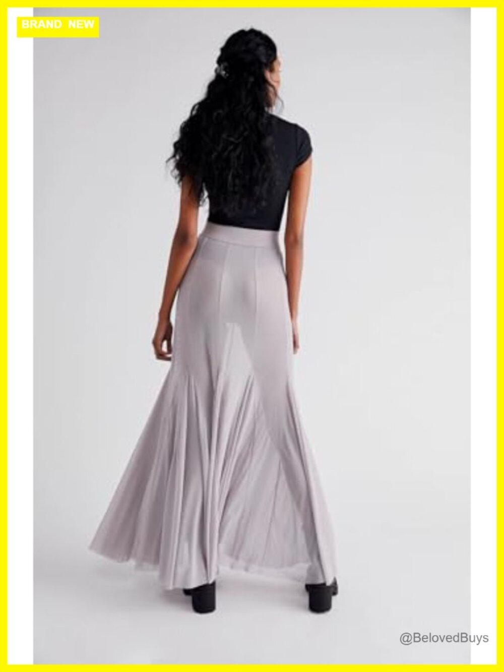 Mesh Pleated Flowy Tulle Maxi Skirt High Rise Beach Cover Up - Picture 2 of 6